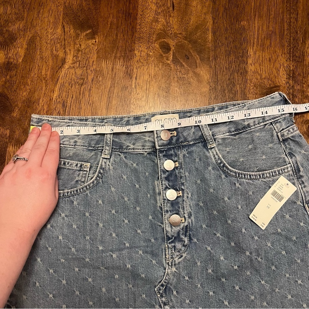 NWT ANTHROPOLOGIE PILCRO JACQUARD DENIM MINI SKIRT SIZE 10 - Picture 9 of 13